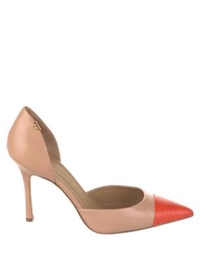 TORY BURCH Penelope Nude Orange Cap Toe D’Orsay Heels Pointed Toe Pumps